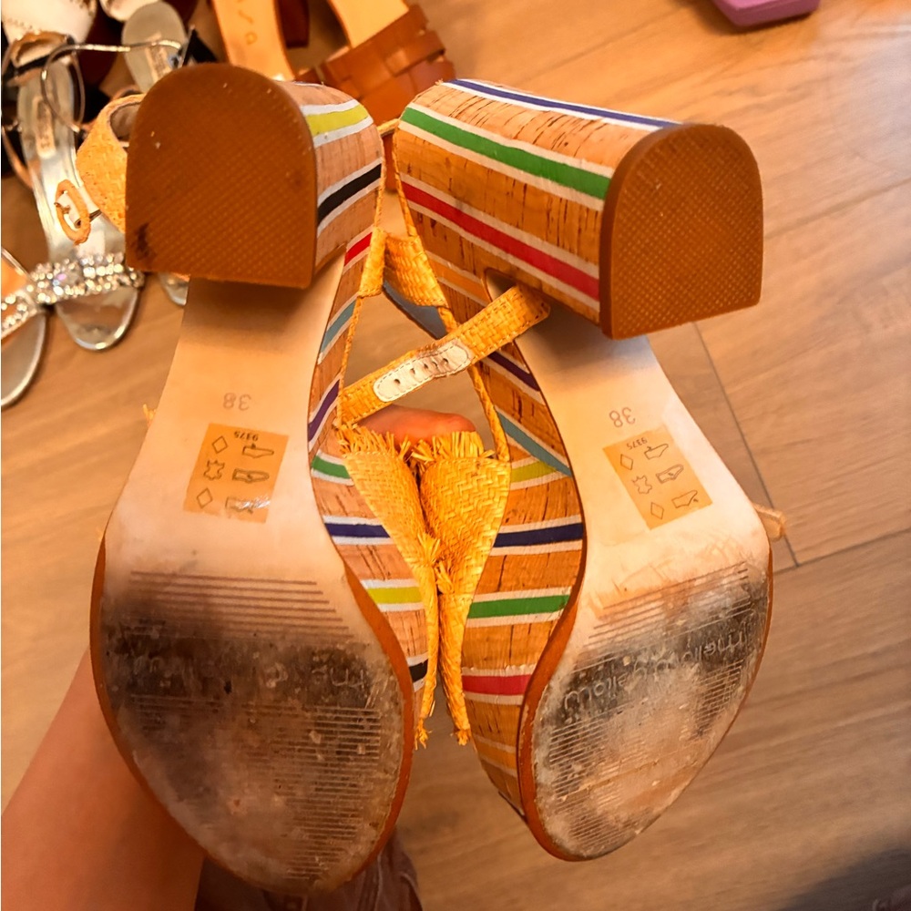 Multicolor Striped Platform Sandals - image 3